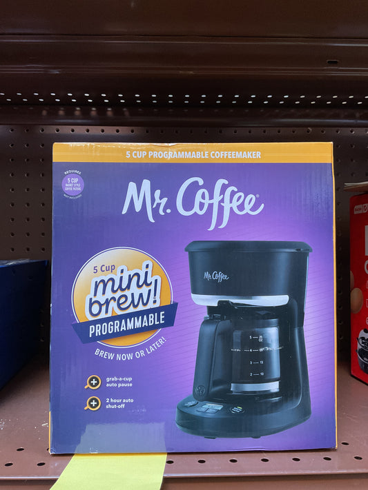 Mr. Coffee 5-Cup Programmable Coffee Maker, 25 oz. Mini Brew, Black, Size: 5 cup