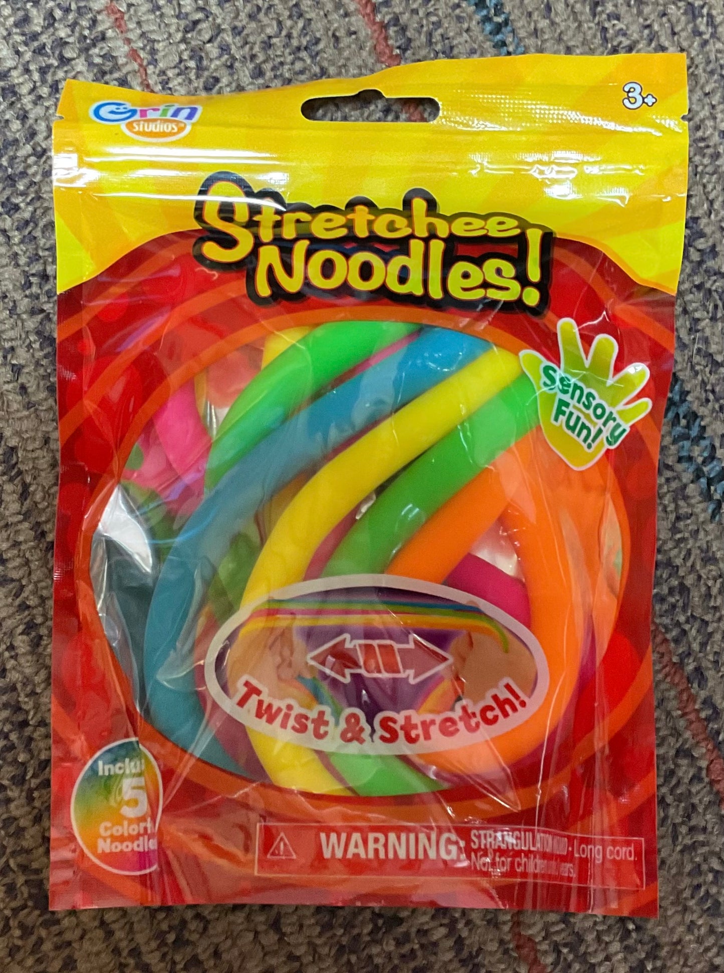 Stretchee noodles! Sensory fun - 5 different colors