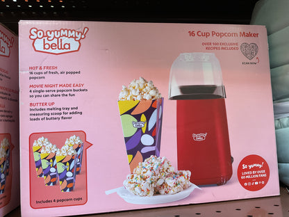 So Yummy by bella 16c Popcorn Maker Red: Electric Popcorn Popper, 16 Cup Capacity