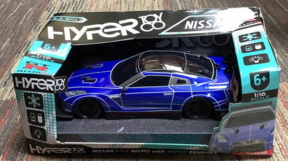 Hyper RC Nissan GTR Rechargeable Car with LED/Vapor Effects - 1:16 Scale - 2.4 GHz