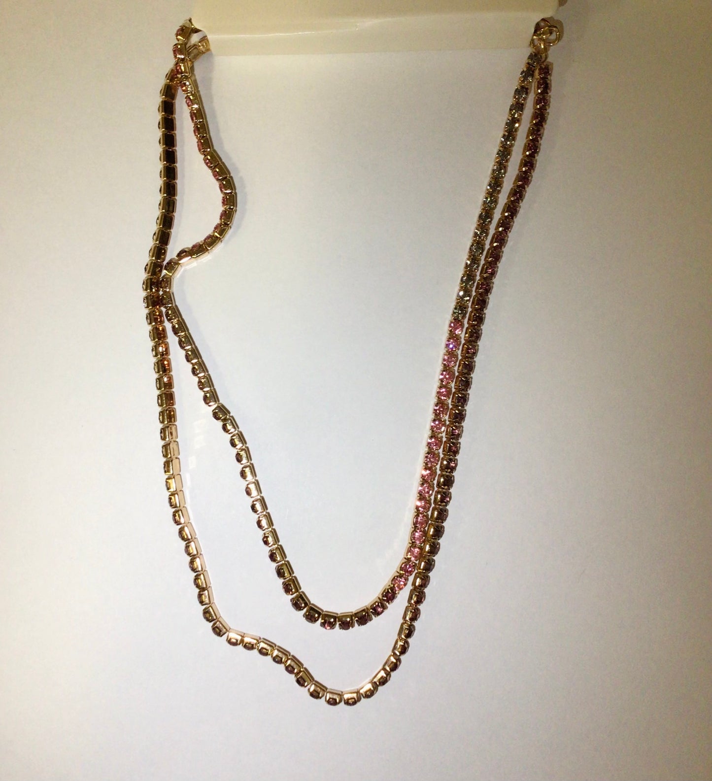 Diamond Tennis Necklace - Pink/Purple 2pc