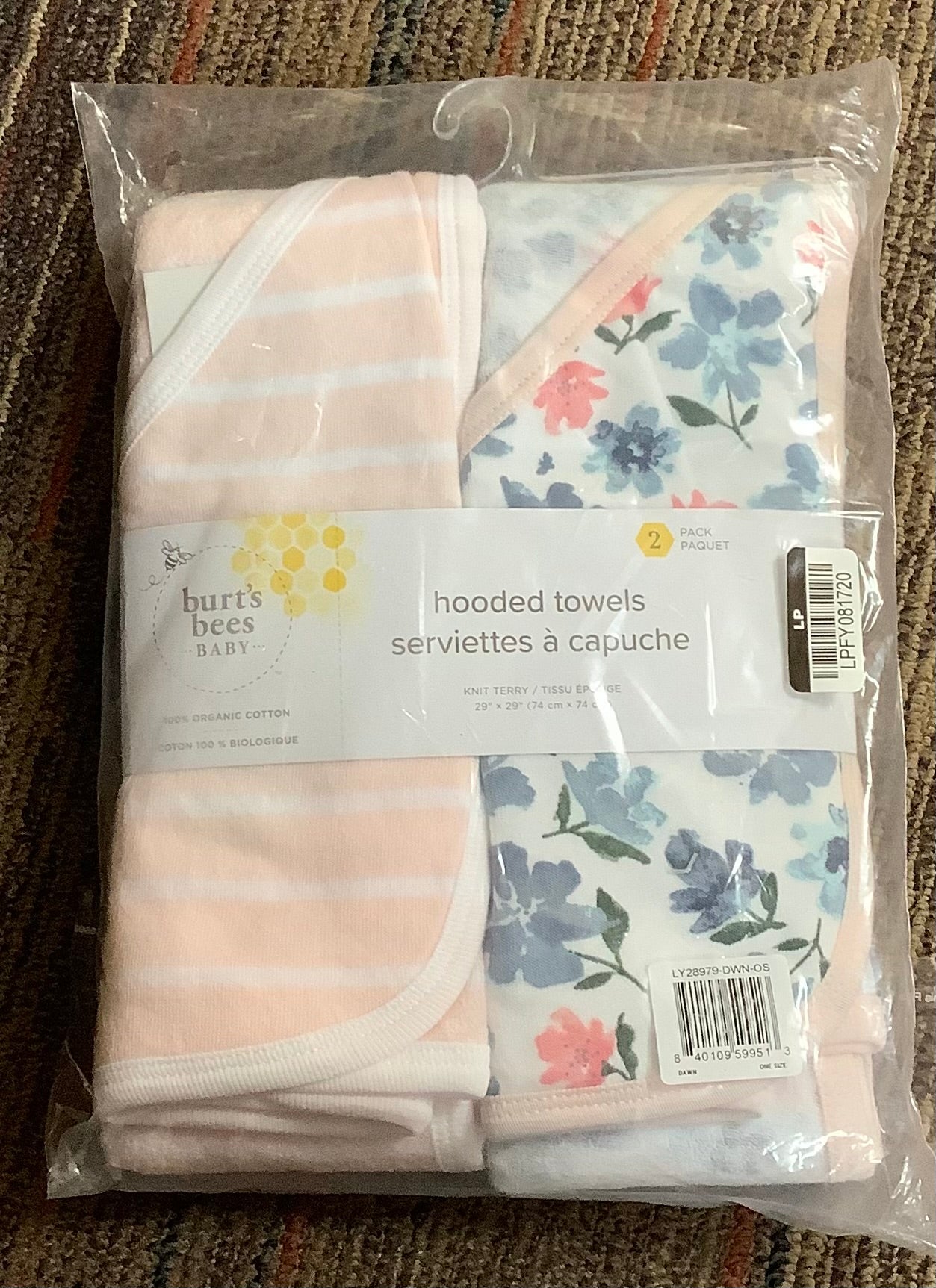 Burt's Bees Baby® Set of 2 Botanical Hooded Towel - Light Pink