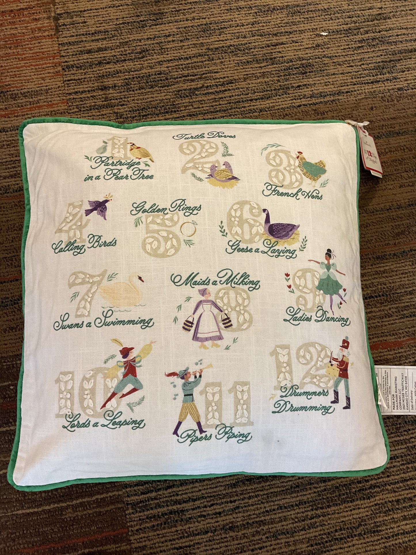 National Brand Christmas 12 Days Of Christmas Pillow