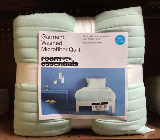 Garment Washed Microfiber Quilt - Twin/ XL Twin - light teal