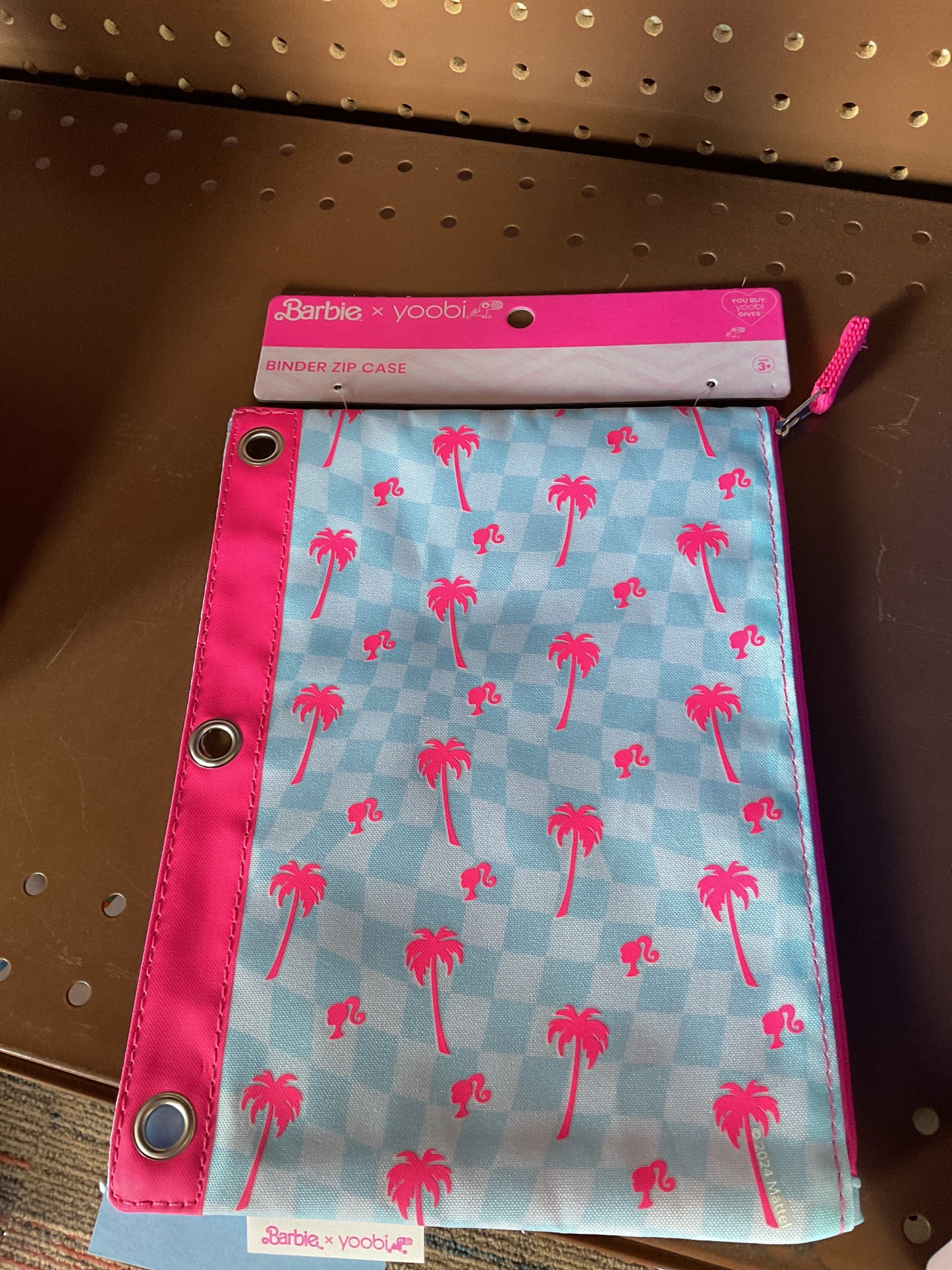 Yoobi Single Zip Binder Pencil Pouch Barbie Palm Tree Checker - CLEARANCE