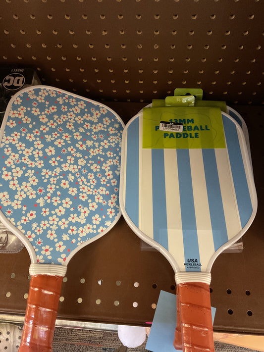 Double Sided Pickleball Paddle- Blue Stripes/ Floral