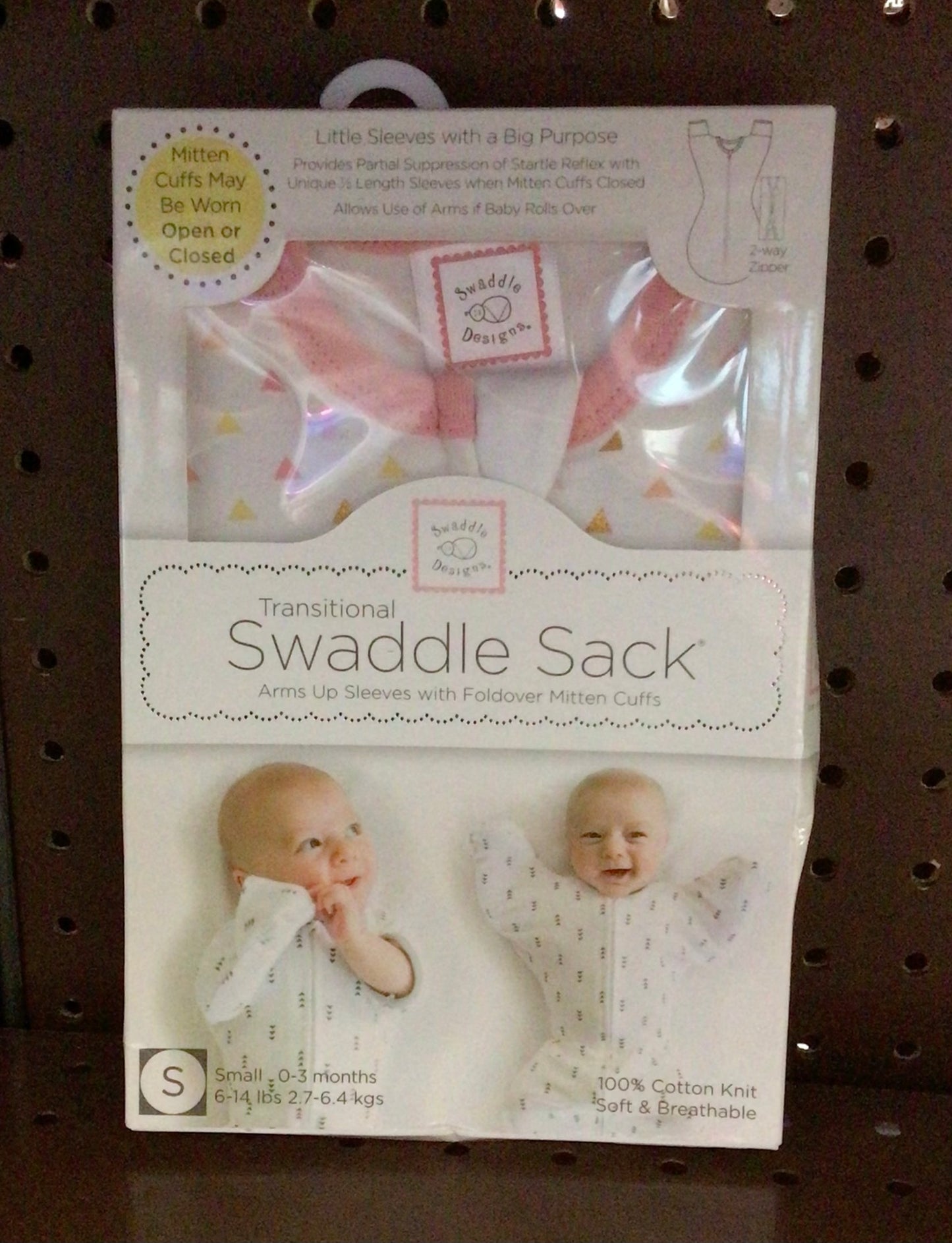 SwaddleDesigns Swaddle Sack Wearable Blanket - pink tiny triangles - S 0-3 months