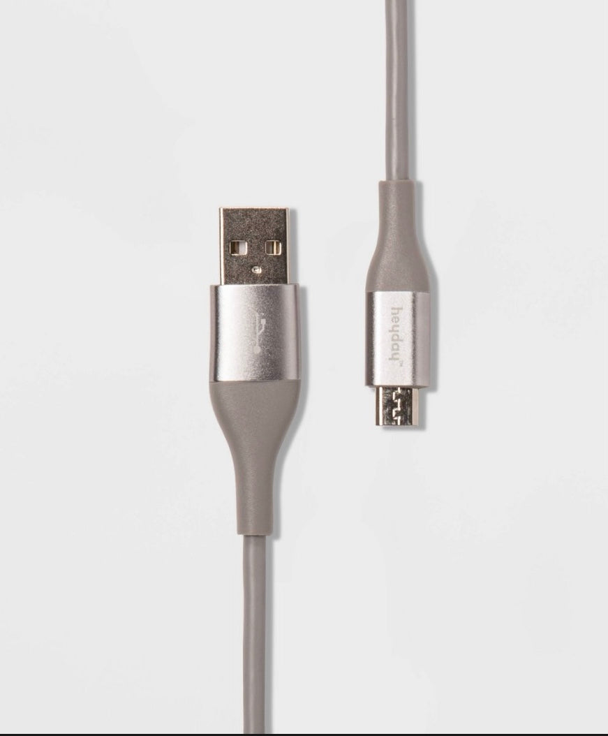 10ft Micro USB to USB Round Charging Cable - Gray/Silver