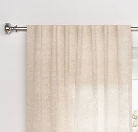 1 piece 54”x95” Light filtering textured window curtain- cream