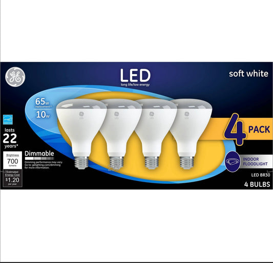 GE 4pk 65W BR30 LED Light Bulb White