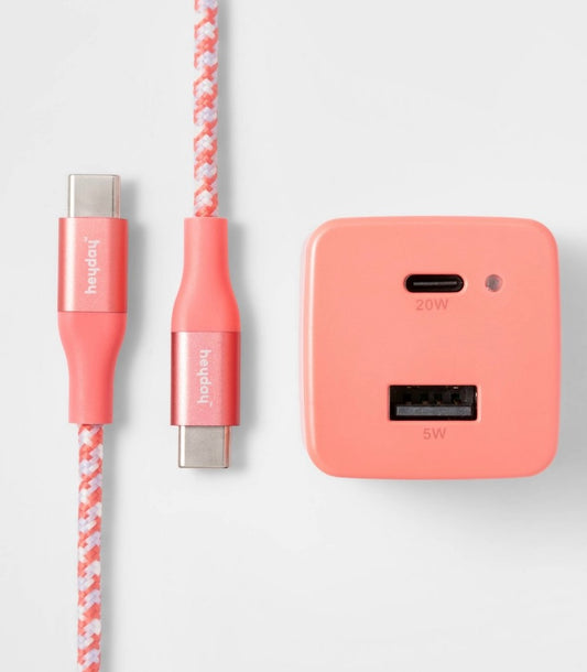 2-Port USB-A USB-C Wall Charger with 6' USB-C to USB-C
Braided Cord (Variations)