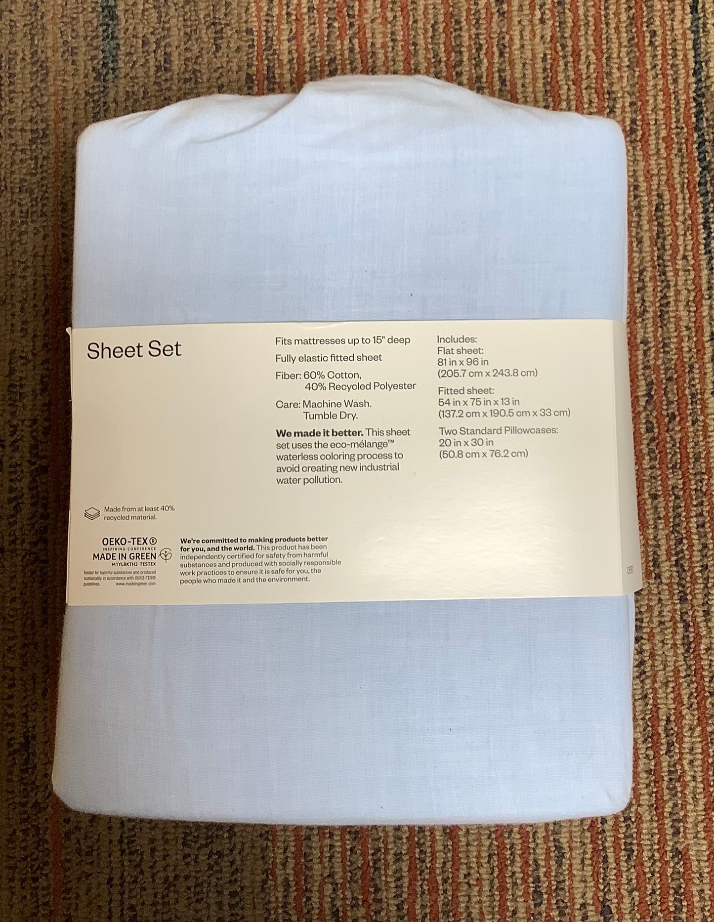 Full Easy Care Solid Sheet Set - Light Blue