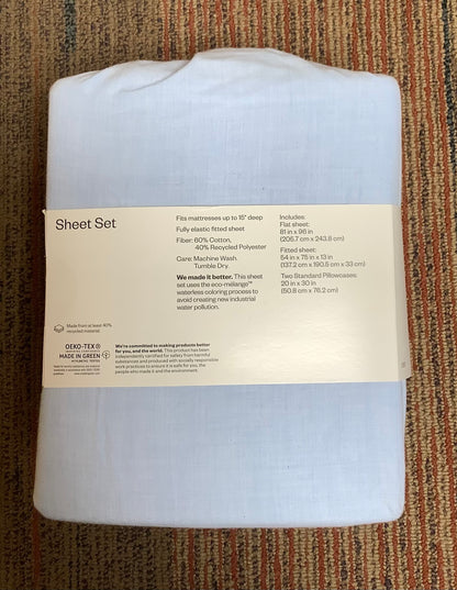 Full Easy Care Solid Sheet Set - Light Blue