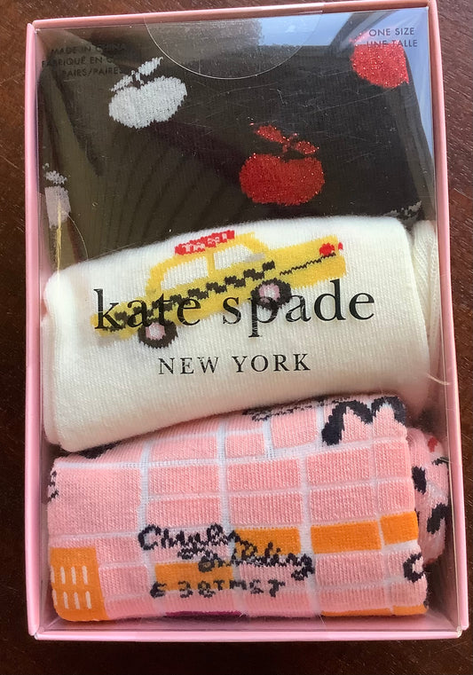 Kate Spade New York Crew Socks Size 4-10 (ladies) multi pattern 3ct