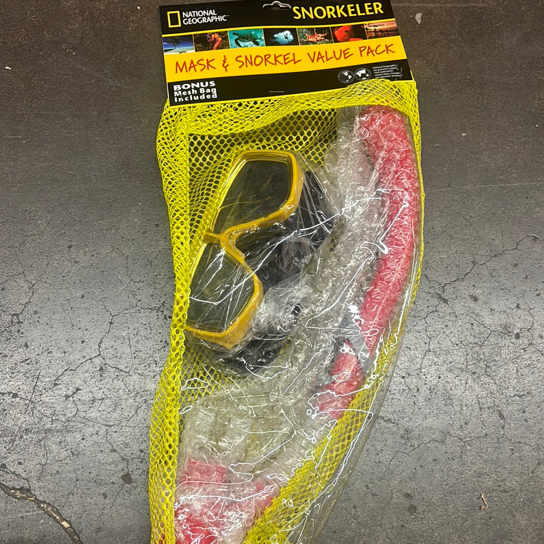 Case Pack - 6 National Geographic Mask and Snorkel Value Packs (Yellow/Red) - Clearance