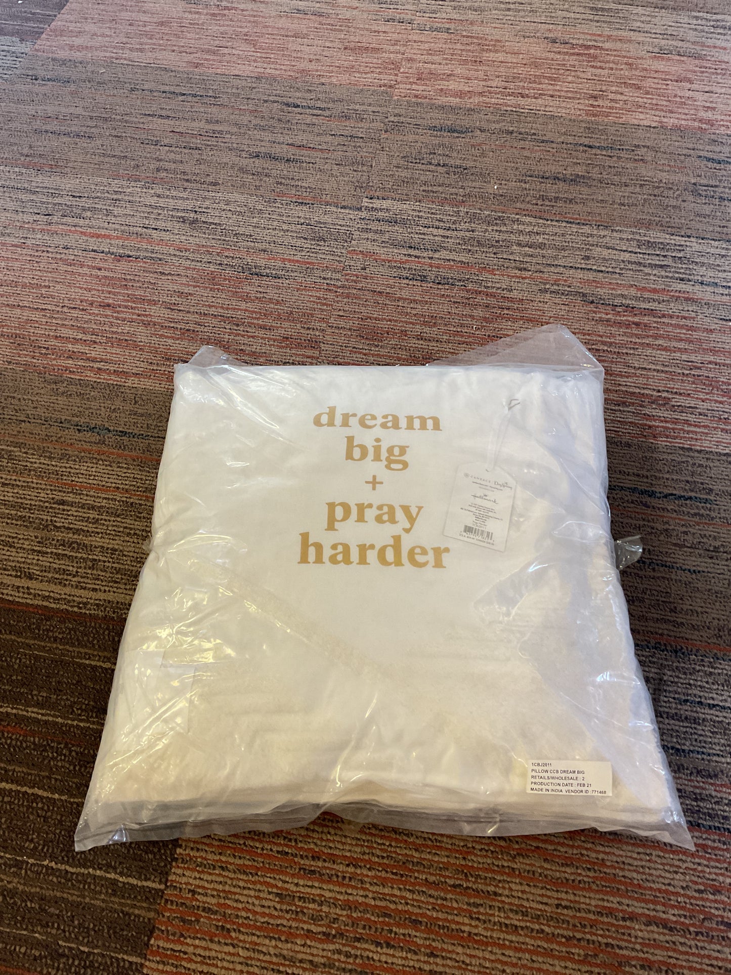 National Brand Christmas “Dream Big + Pray Harder “ White Pillow