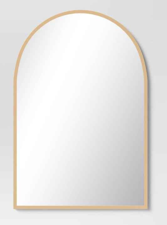 20" x 30" Arched Metal Wall Mirror Brass