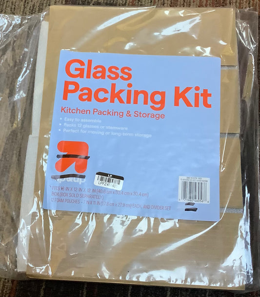 Glass Kit - Moving Supplies, Glass Packing Kit, Mailing Boxes, Chipboard, Flap Closure, Brown, 12" Width