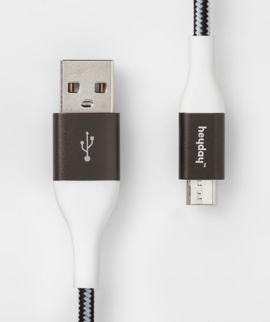 4ft Micro USB to USB-A Charging Cable - Black/White/Gunmetal