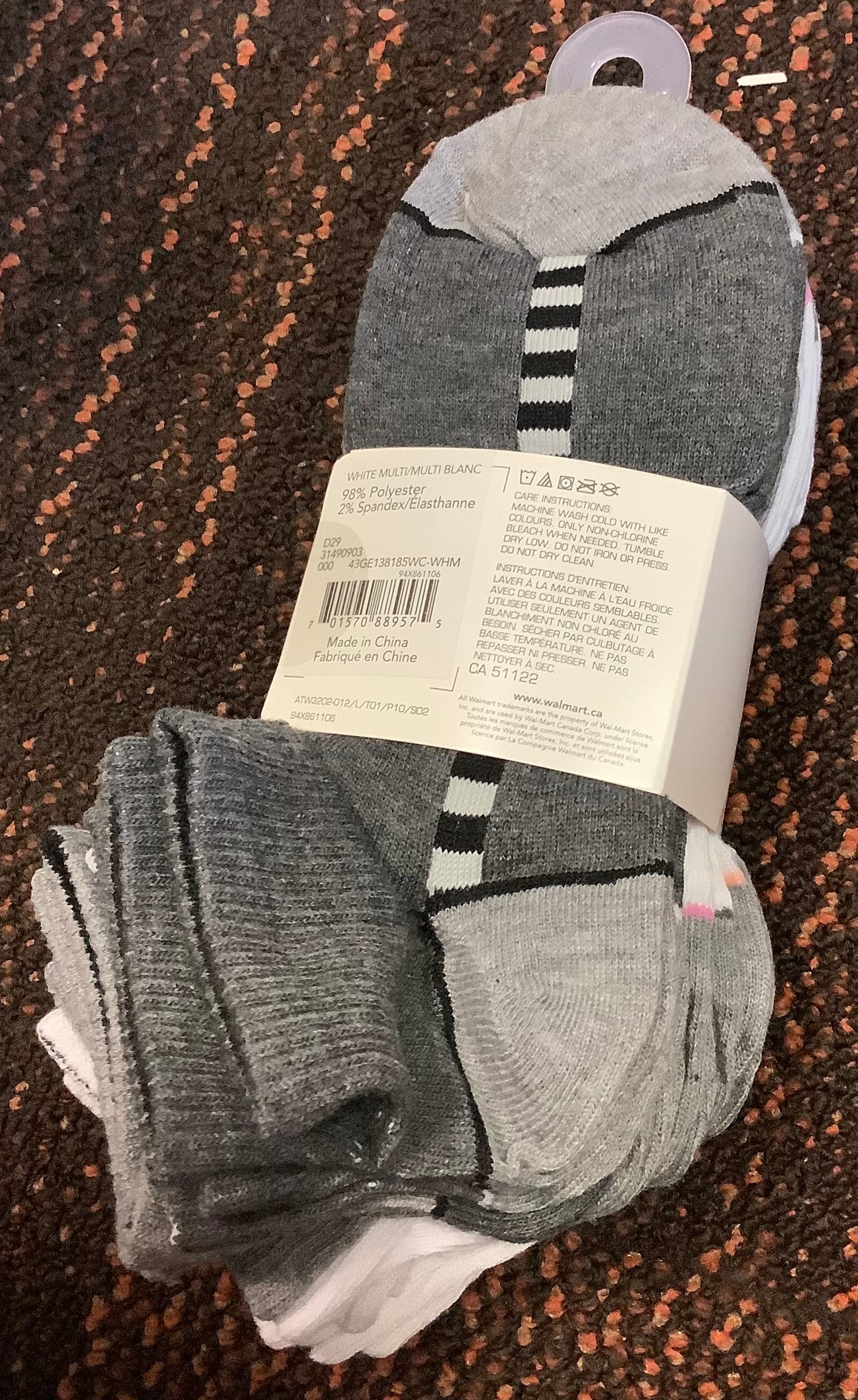 Athletic Works Anklets Socks Size 4-10 (ladies) white and grey 10ct