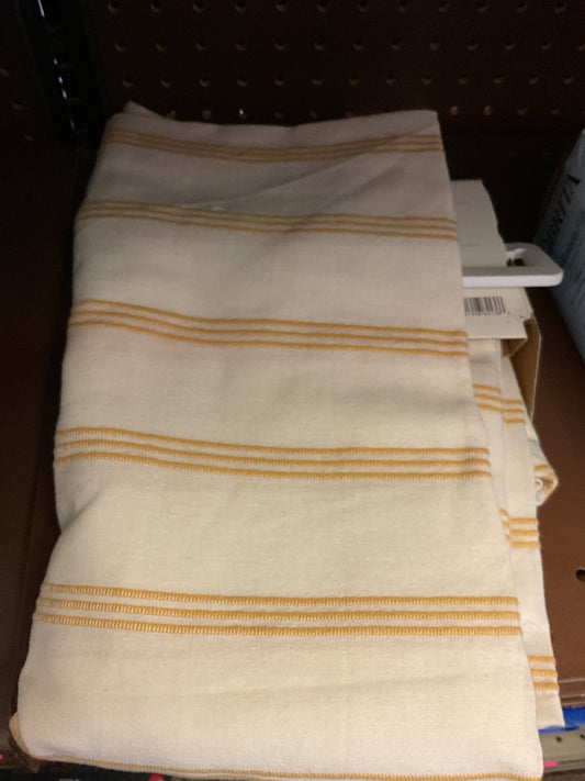 70" Cotton Striped Round Tablecloth Yellow