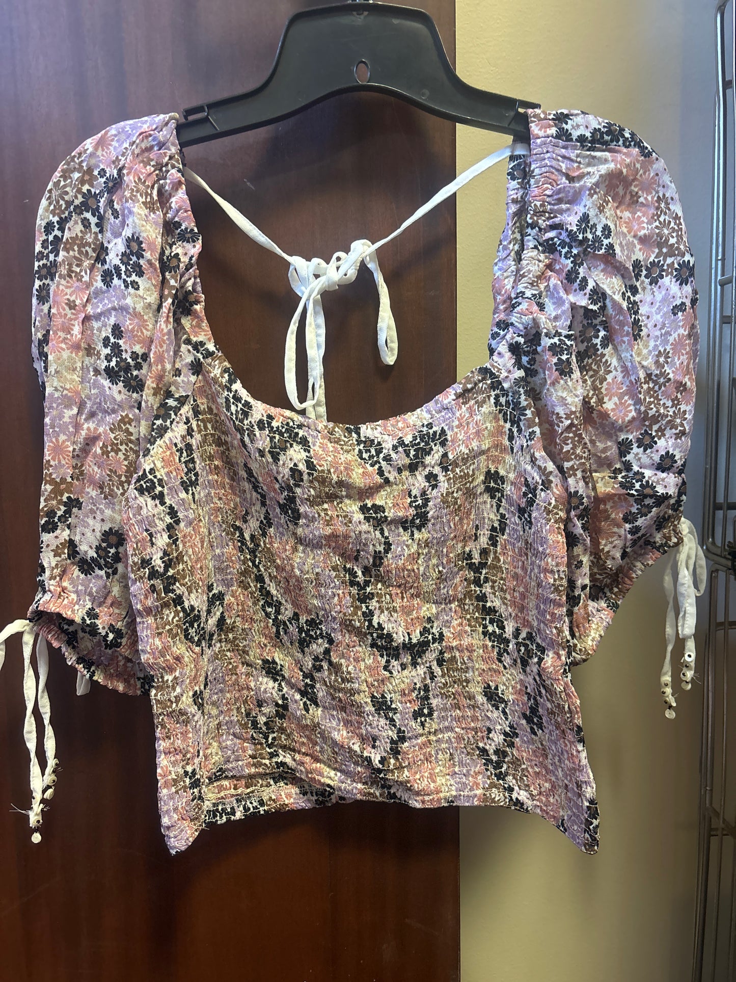 Ladies Free People Purple Floral Crop Top