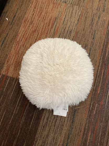 Long Faux Fur Round Christmas Throw Pillow Ivory