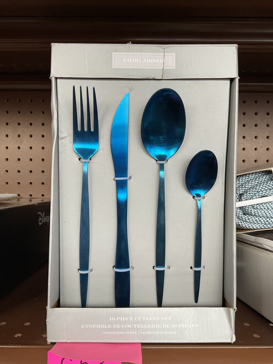 Rachel Ashwell 16PC Blue Cutlery Set