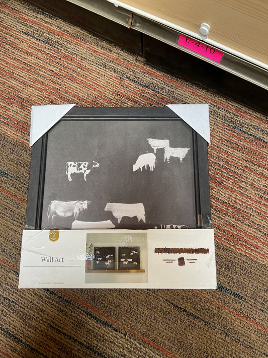 (Set of 2) 12" x 12" Cow Collection Il Framed Wall Canvases