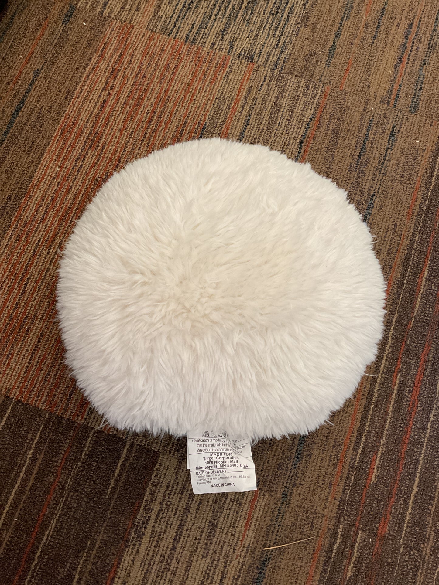 Long Faux Fur Round Christmas Throw Pillow Ivory