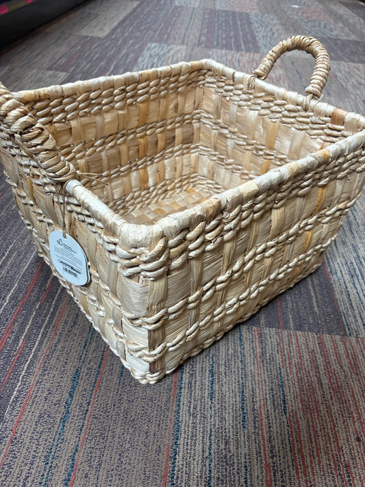 Natural Banana Woven Rectangular Floor
Basket