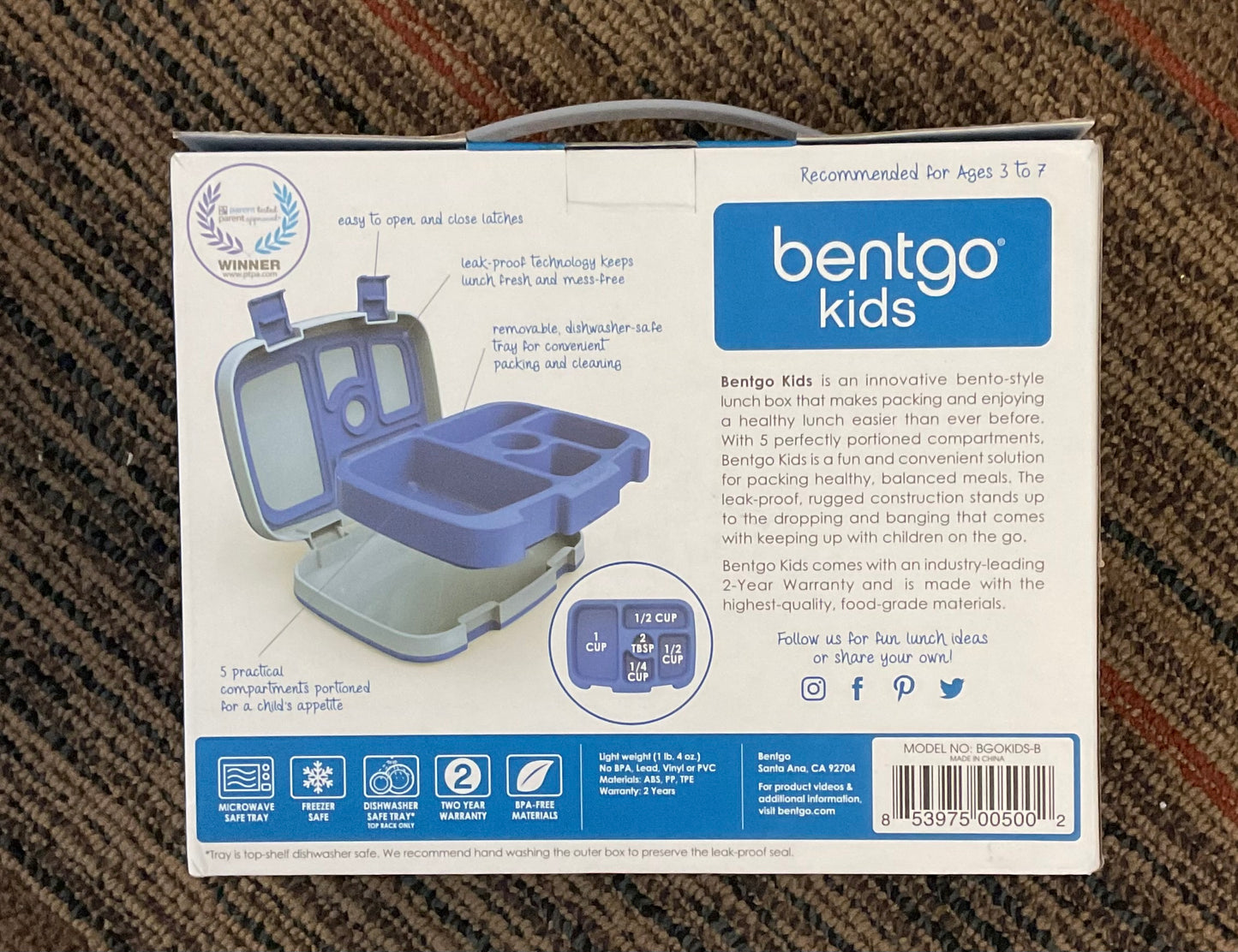 Bentgo Kids' Brights Leakproof, 5 Compartment Bento-Style Kids' Lunch Box - Blue