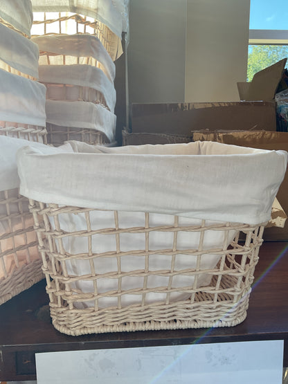 Paper Rope Basket With Liner 11In L X 11In W X 8In H