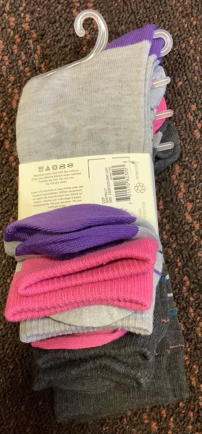 George Crew Socks Size 4-10 (ladies) dark grey/light green pink 4ct