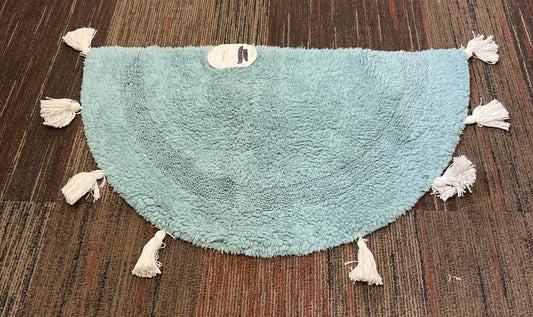 18"x32" Half Moon Bath Rug with Tassels Aqua