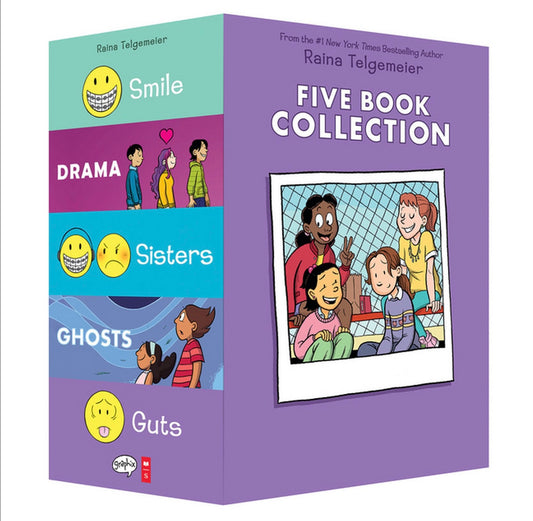 Raina Telgemeier Collection Box Set (Smile, Drama, Sisters, Ghosts, Guts) - (Mixed Media Product)