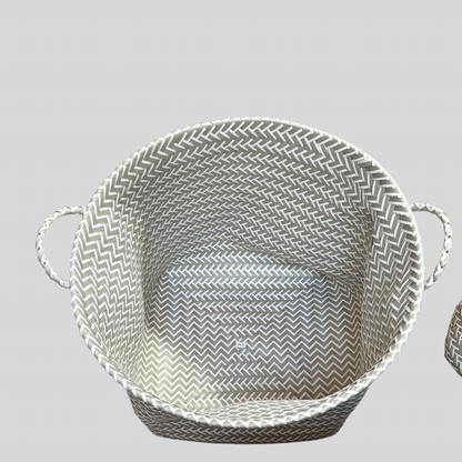 Woven Basket (White/Gray)