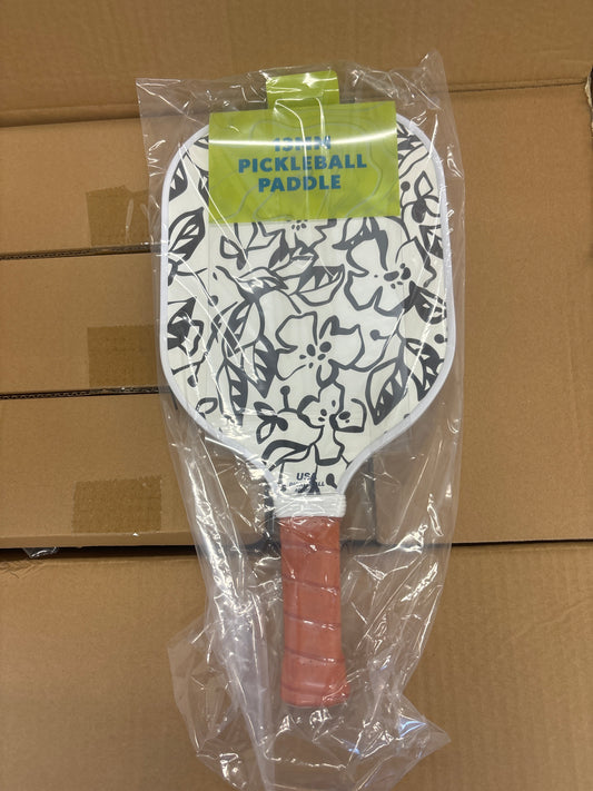 Case Pack - Double Sided Pickleball Paddle - BlackFloral/Polka Dots - New - 24pc