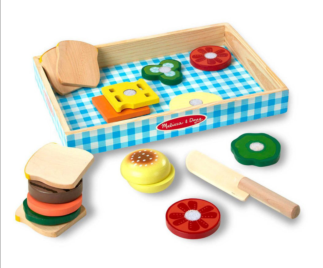 Melissa & Doug Wooden Sandwich-Making Pretend Play Food Set