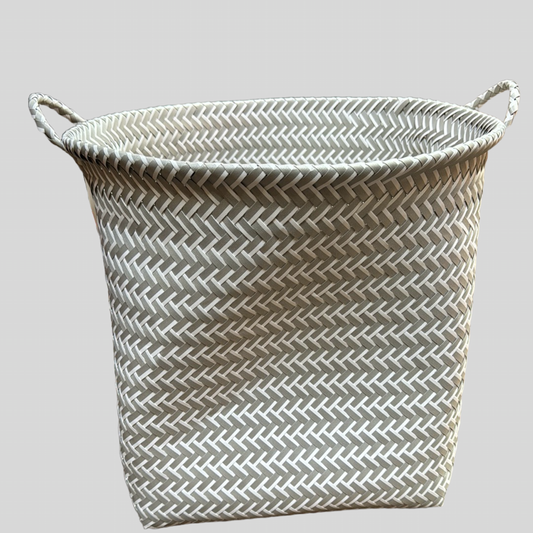 Woven Basket (White/Gray)
