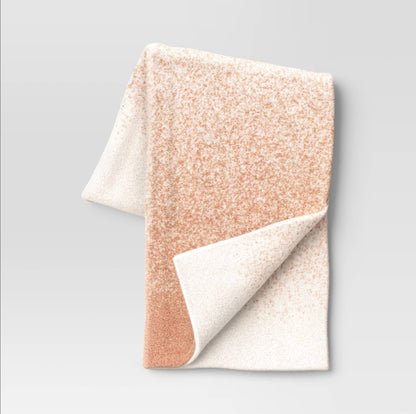 Reversible Ombre Cozy Feathery Knit Throw Blanket Clay Pink