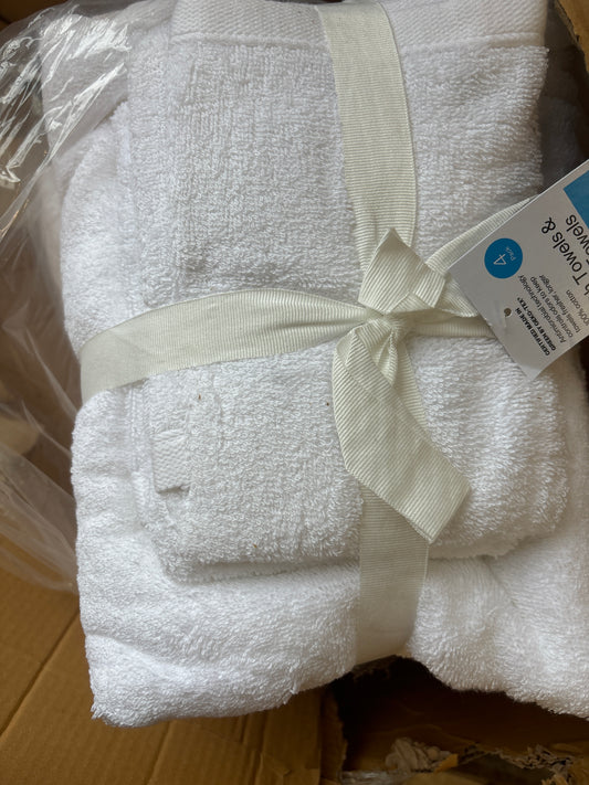 4pc Antimicrobial Assorted Bath and Hand Towel Set White