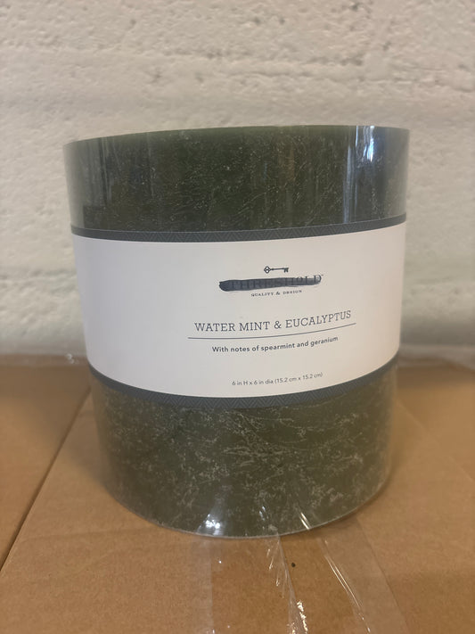 Rustic Pillar Candle - Water Mint and Eucalyptus (New) - Clearance