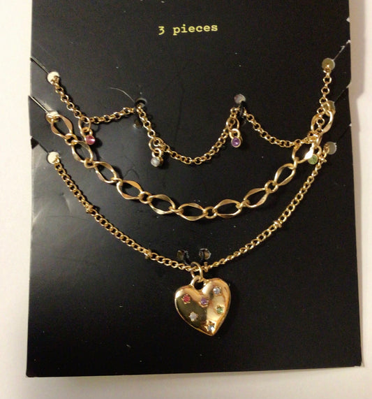 Heart Shape Necklace- 3pc