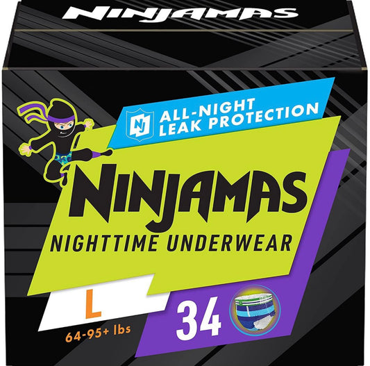 Pampers ninjamas nightmare bed wetting underwear - Size L/XL - 34ct