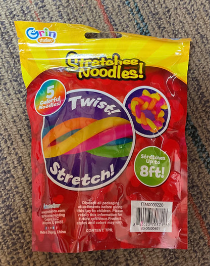 Stretchee noodles! Sensory fun - 5 different colors