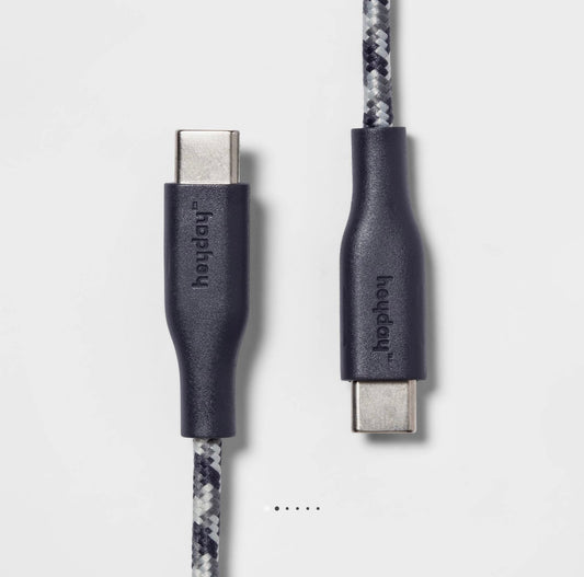 4” USB-C to USB-C Braided Charging Cable - Night Blue