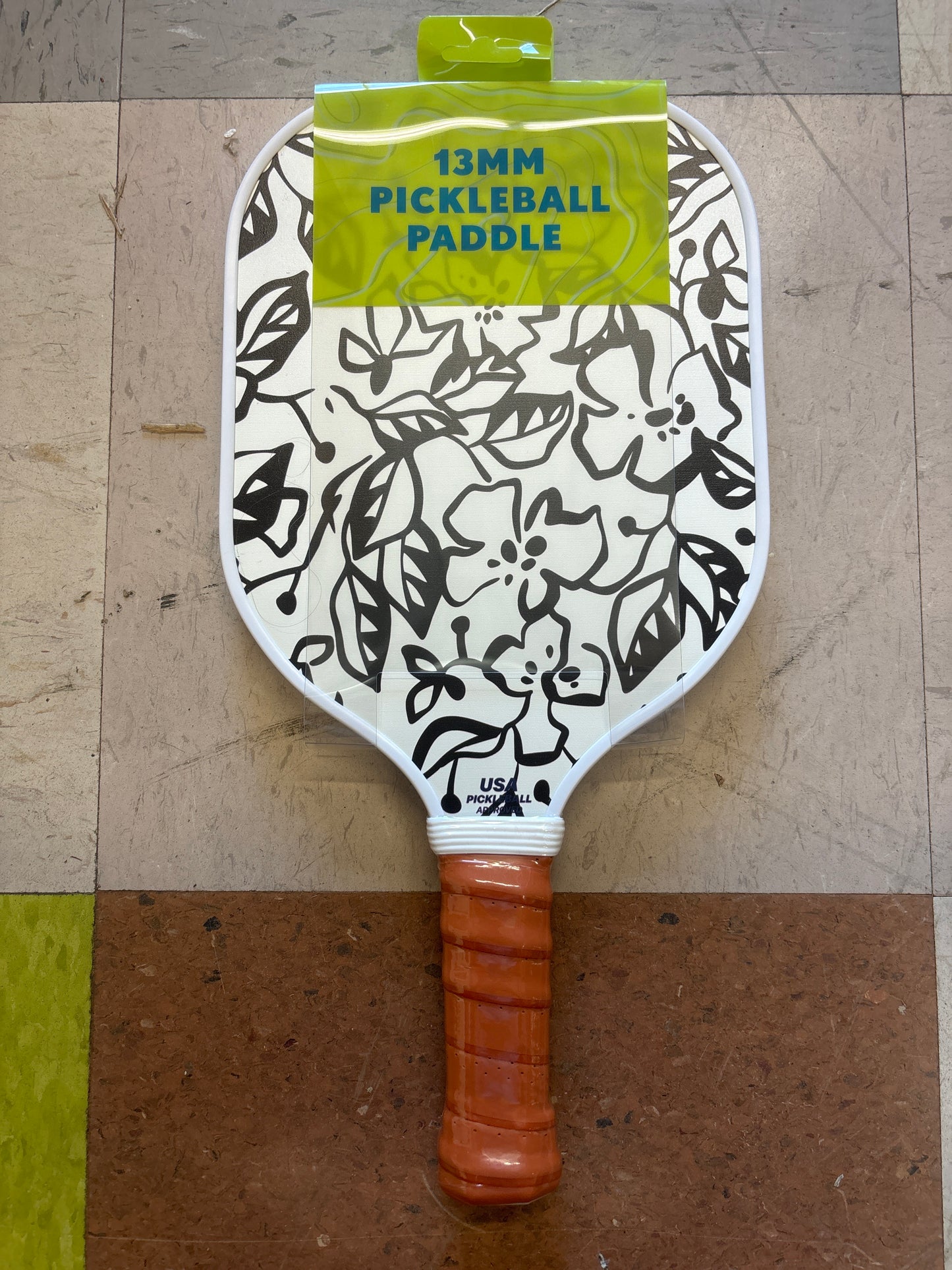 Double Sided Pickleball Paddle - BlackFloral/Polka Dots - New