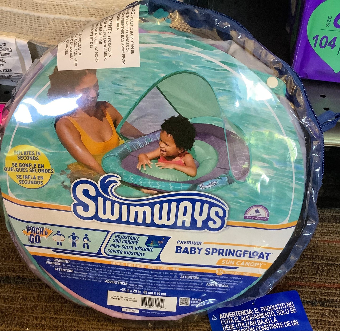 Swimways sun canopy spring float with hyper-flate valve - mermaid