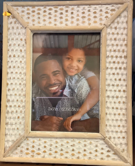 5x7 picture frame white and wood finish
